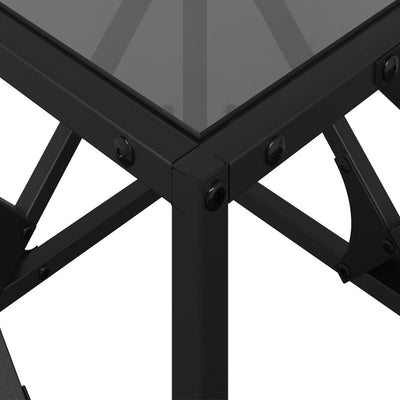 Musta sohvapöytä Babescu 40x40x41cm (lasinen pöytälevy teräs)