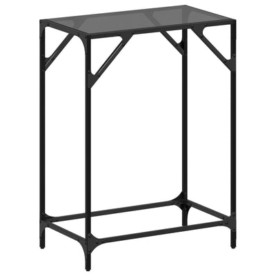 Konsolipöytä musta lasinen pöytälevy 60x35x81 cm teräs