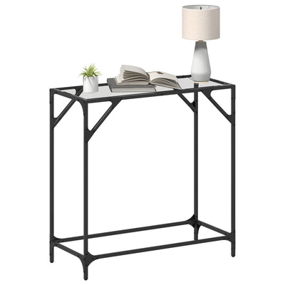 Konsolipöytä läpinäkyvä lasinen pöytälevy 80x35x81 cm teräs