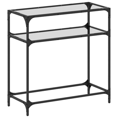 Konsolipöytä läpinäkyvä lasinen pöytälevy 80x35x81 cm teräs