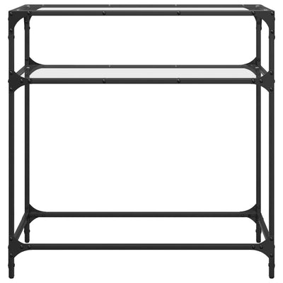 Konsolipöytä läpinäkyvä lasinen pöytälevy 80x35x81 cm teräs