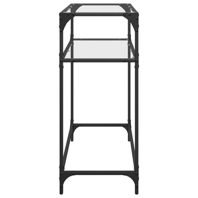Konsolipöytä läpinäkyvä lasinen pöytälevy 80x35x81 cm teräs
