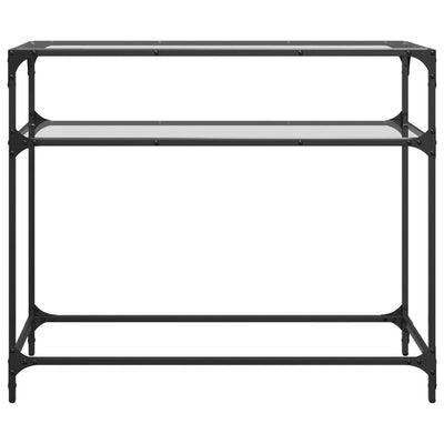 Konsolipöytä läpinäkyvä lasinen pöytälevy 98x35x81 cm teräs
