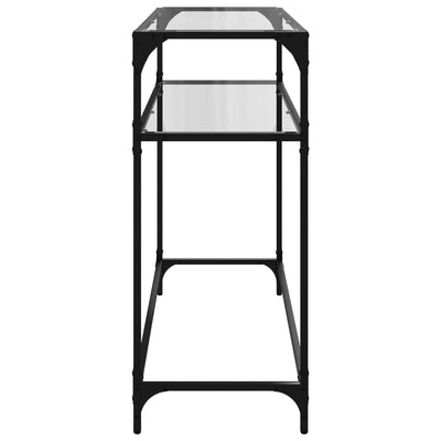 Konsolipöytä läpinäkyvä lasinen pöytälevy 98x35x81 cm teräs