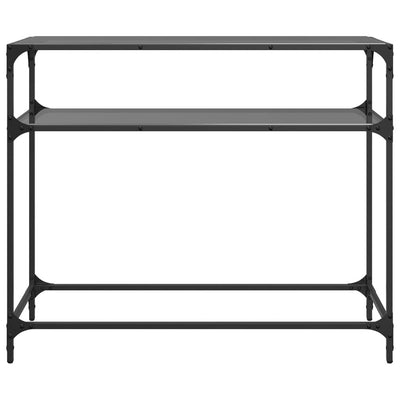 Sohvapöytä musta lasinen pöytälevy 98x35x81 cm teräs