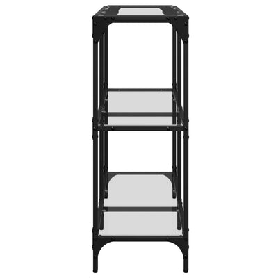 Konsolipöytä läpinäkyvä lasinen pöytälevy 98x30x81 cm teräs