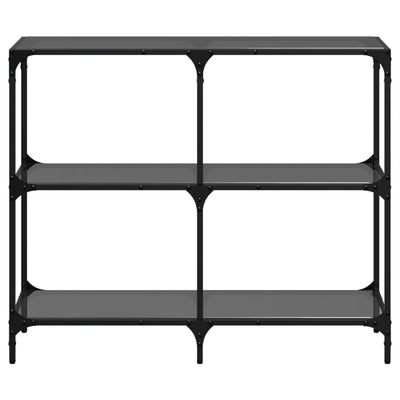 Konsolipöytä musta lasinen pöytälevy 98x30x81 cm teräs