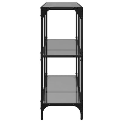 Konsolipöytä musta lasinen pöytälevy 98x30x81 cm teräs