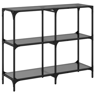 Konsolipöytä musta lasinen pöytälevy 98x30x81 cm teräs