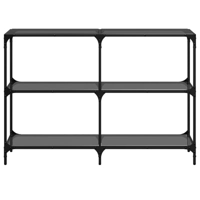 Konsolipöytä musta lasinen pöytälevy 118,5x30x81 cm teräs