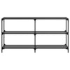 Musta konsolipöytä Szetsi 158,5x30x81cm (lasinen pöytälevy teräs)