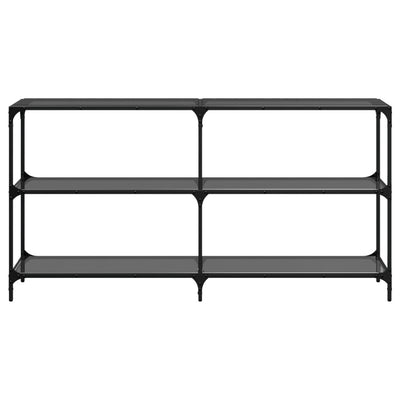 Musta konsolipöytä Szetsi 158,5x30x81cm (lasinen pöytälevy teräs)