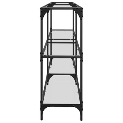 Läpinäkyvä konsolipöytä Szetsi 194,5x30x81cm (lasinen pöytälevy teräs)