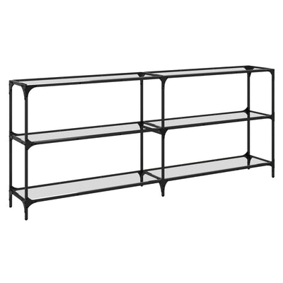 Läpinäkyvä konsolipöytä Szetsi 194,5x30x81cm (lasinen pöytälevy teräs)