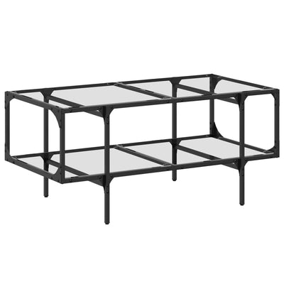 Sohvapöytä läpinäkyvä lasinen pöytälevy 98,5x50x45 cm teräs