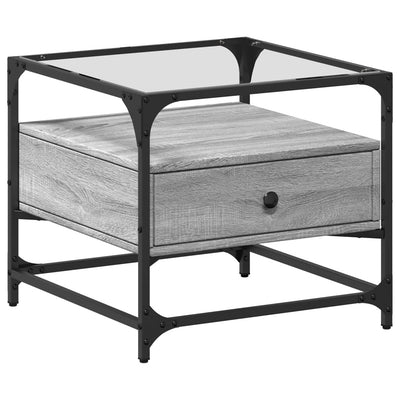 Sonoma tammi sohvapöytä lasinen pöytälevy Statache 50x50x45cm (teräs)