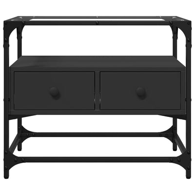TV-taso lasinen pöytälevy musta 60x35x51 cm tekninen puu