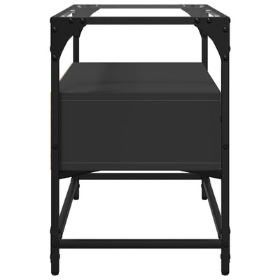 TV-taso lasinen pöytälevy musta 60x35x51 cm tekninen puu