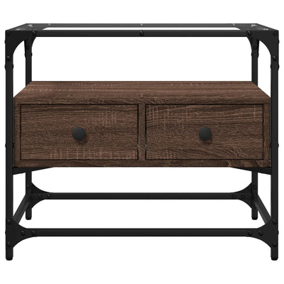 TV-taso lasinen pöytälevy ruskea tammi 60x35x51 cm tekninen puu