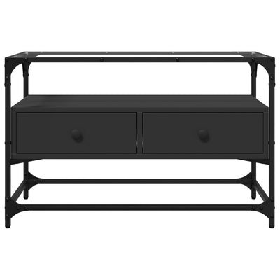 TV-taso lasinen pöytälevy musta 80x35x51 cm tekninen puu