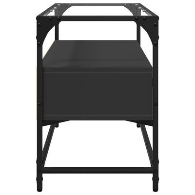 TV-taso lasinen pöytälevy musta 80x35x51 cm tekninen puu