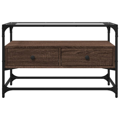 Ruskea tammi tv-taso lasinen pöytälevy Scordili 80x35x51cm (puinen)