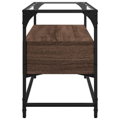 Ruskea tammi tv-taso lasinen pöytälevy Scordili 80x35x51cm (puinen)