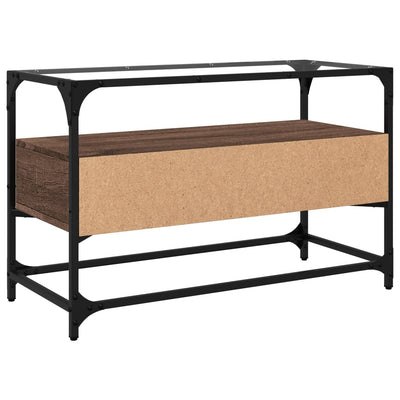 Ruskea tammi tv-taso lasinen pöytälevy Scordili 80x35x51cm (puinen)