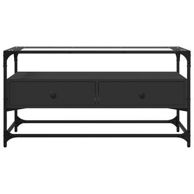 TV-taso lasinen pöytälevy musta 98x35x51 cm tekninen puu