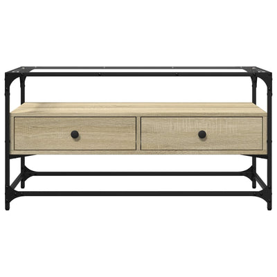 TV-taso lasinen pöytälevy Sonoma-tammi 98x35x51 cm tekninen puu