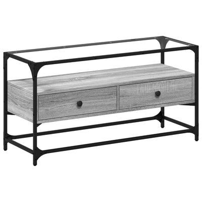 Harmaa tv-taso lasinen pöytälevy Scordili 98x35x51cm (puinen)