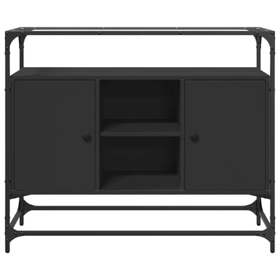 TV-taso lasinen pöytälevy musta 98x35x81 cm tekninen puu