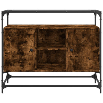 TV-taso lasinen pöytälevy savutammi 98x35x81 cm tekninen puu