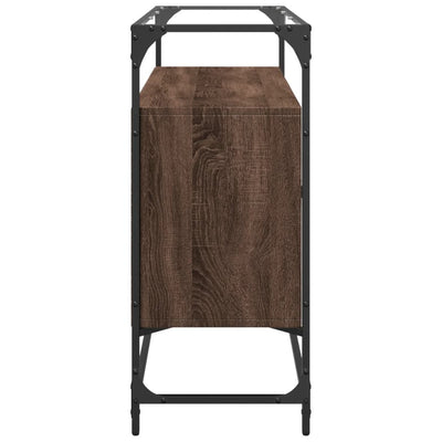 Ruskea tammi tv-taso lasinen pöytälevy Henretta 98x35x81cm (puinen)