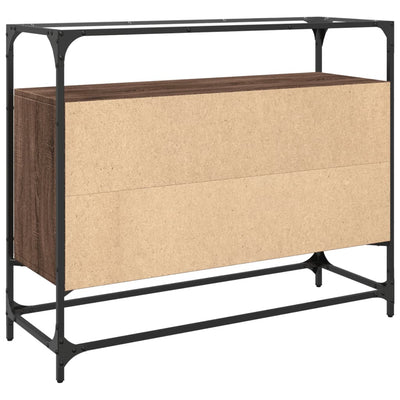 TV-taso lasinen pöytälevy ruskea tammi 98x35x81 cm tekninen puu