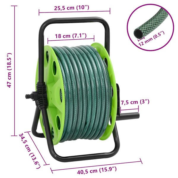 Vapaasti seisova letkukela vihreä letkuliitinsarja 0,5" 20m PVC
