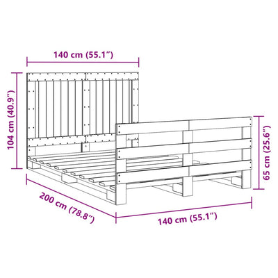 Sängynrunko päätylevyllä Busu 140x200cm (mänty)