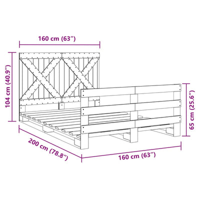 Sängynrunko päätylevyllä Busu 160x200cm (mänty)