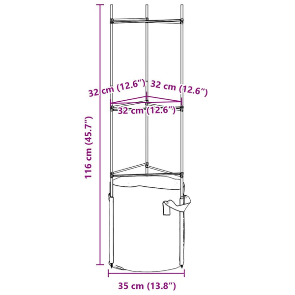 Tomaattihäkki kasvipussilla Dunarica 116cm (8 kpl teräs ja pp)