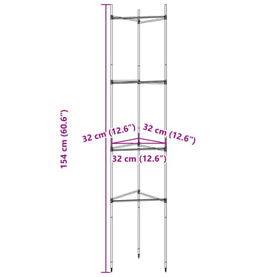 Tomaattihäkki 8 kpl 154 cm teräs ja PP