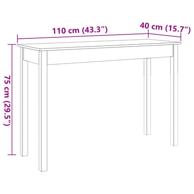 Konsolipöytä vahanruskea 110x40x75 cm täysi mänty