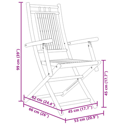 Taitettavat puutarhatuolit 2 kpl 53x66x99 cm bambu