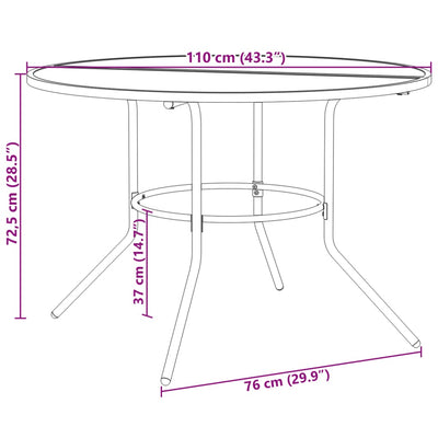 Terassipöytä pyöreä antrasiitti Ø110x72,5cm jauhemaalattu teräs