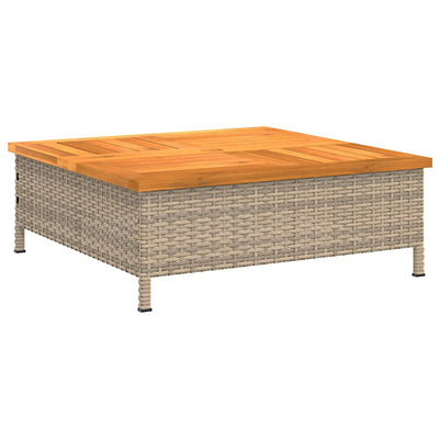 Puutarhapöytä beige 70x70x25 cm rottinki ja akasiapuu