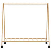 Vaateteline hyllyillä ja pyörillä 106x34x106,5 cm bambu