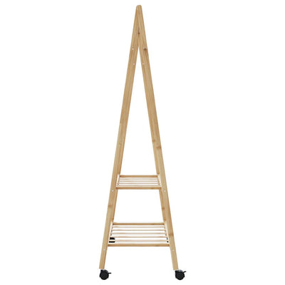 Vaateteline hyllyillä ja pyörillä 96x45,5x155,5 cm bambu