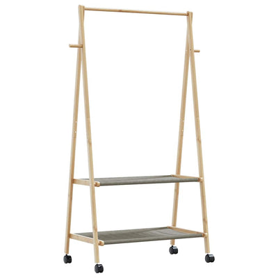 Vaateteline hyllyillä ja pyörillä 96x45,5x155,5 cm bambu
