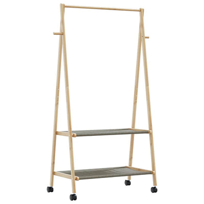 Vaateteline hyllyillä ja pyörillä 96x45,5x155,5 cm bambu