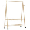 Vaateteline hyllyillä ja pyörillä 132x45,5x155,5 cm bambu