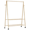 Vaateteline hyllyillä ja pyörillä 132x45,5x155,5 cm bambu